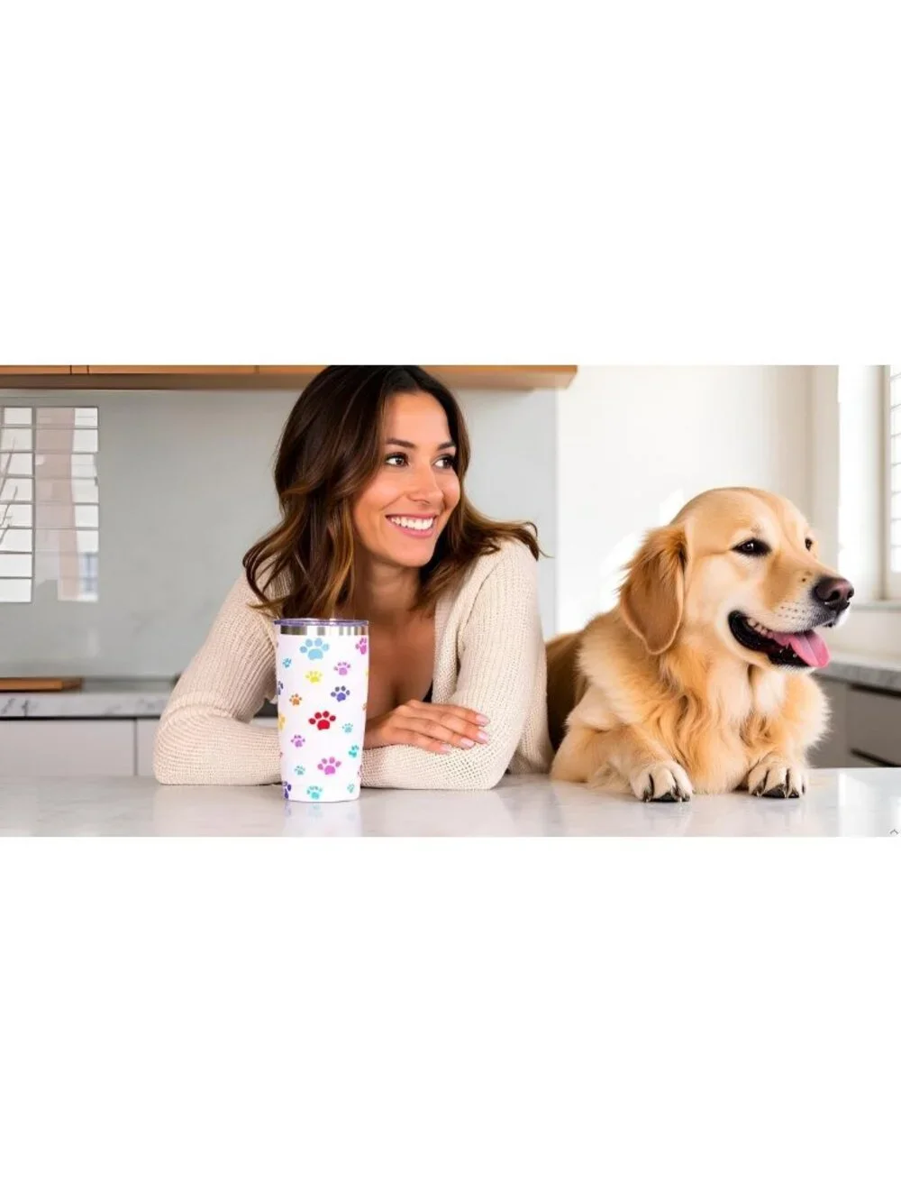 20oz Insulated Dog Mom Tumbler Mug with Paw Print - Hot & Cold Beverages